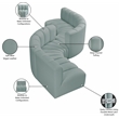 Meridian Furniture Arc Mint Green Vegan Leather Modular Sectional