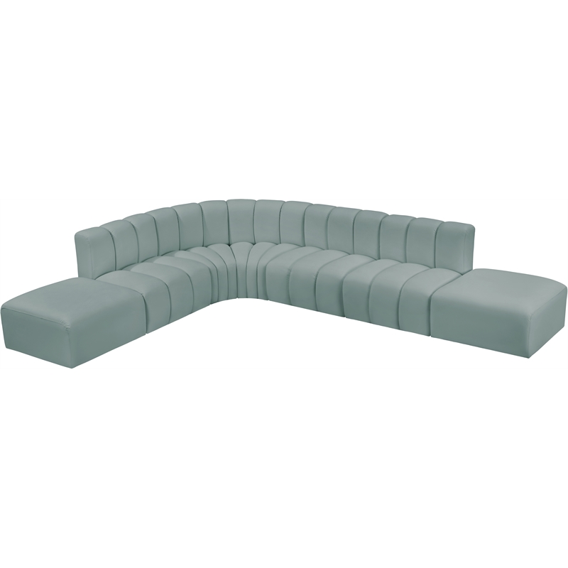 Meridian Furniture Arc Mint Green Vegan Leather Modular Sectional