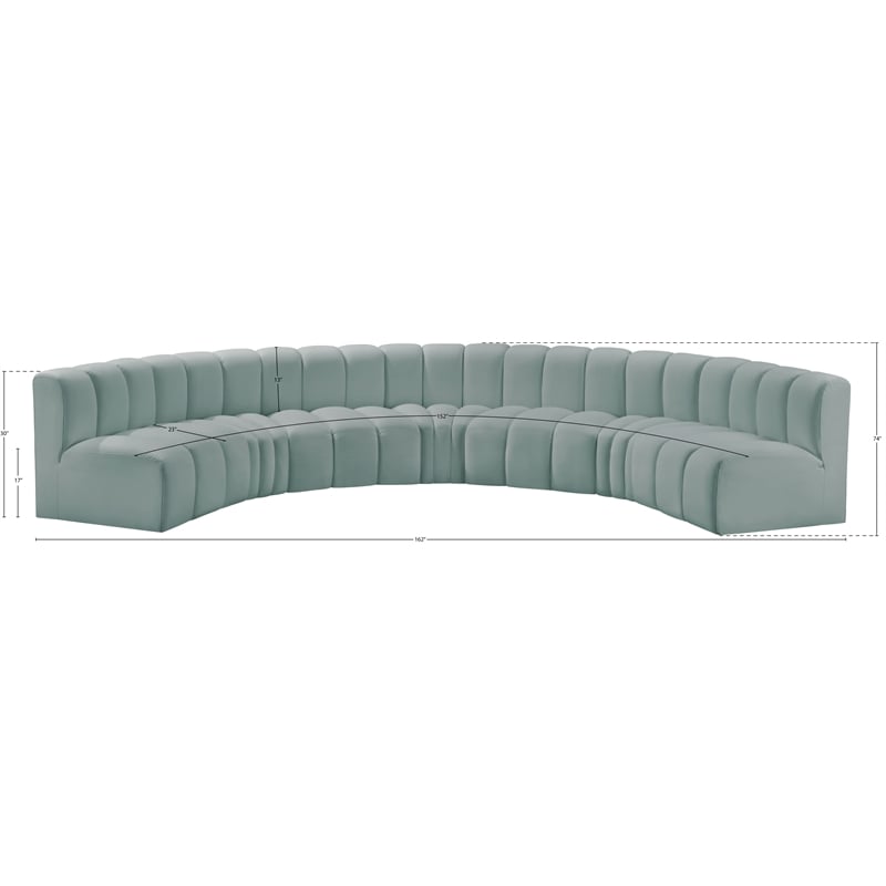 Meridian Furniture Arc Mint Green Vegan Leather Modular Sectional