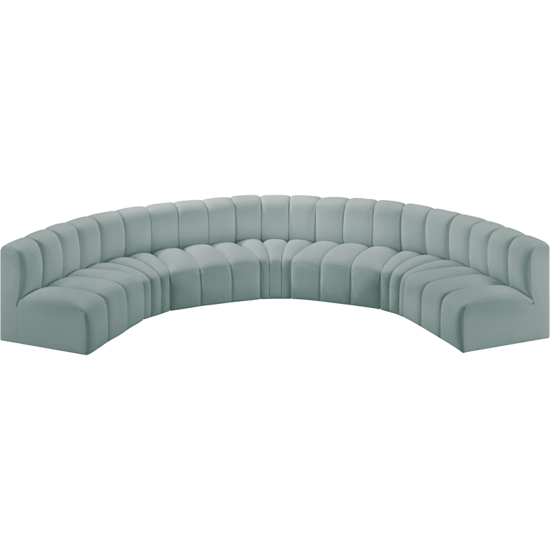Meridian Furniture Arc Mint Green Vegan Leather Modular Sectional