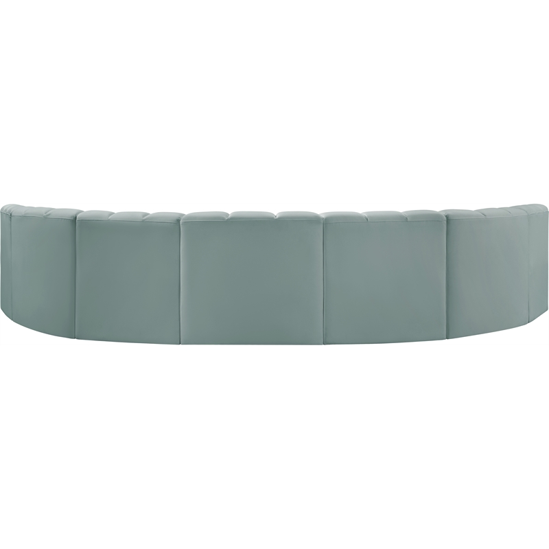 Meridian Furniture Arc Mint Green Vegan Leather Modular Sectional