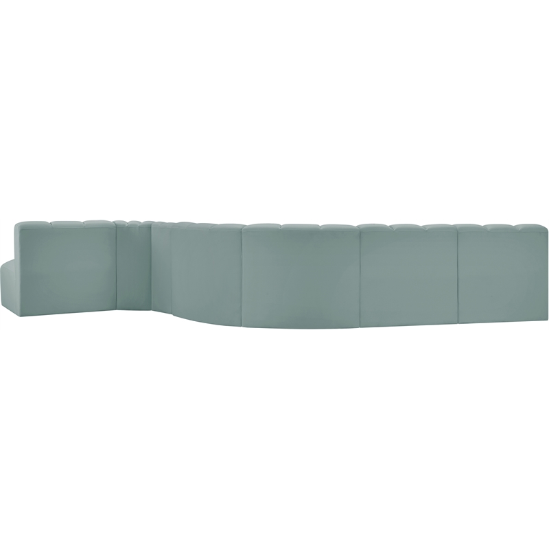 Meridian Furniture Arc Mint Green Vegan Leather Modular Sectional