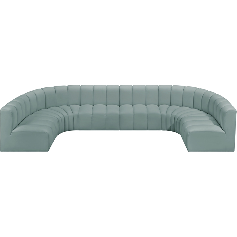 Meridian Furniture Arc Mint Green Vegan Leather Modular Sectional