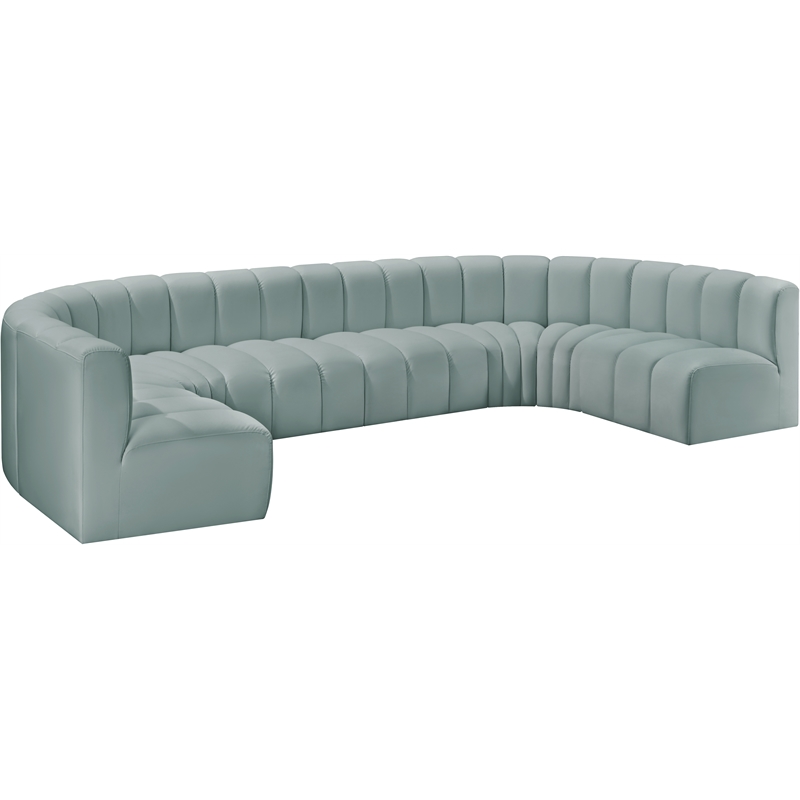 Meridian Furniture Arc Mint Green Vegan Leather Modular Sectional