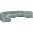 Meridian Furniture Arc Mint Green Vegan Leather Modular Sectional