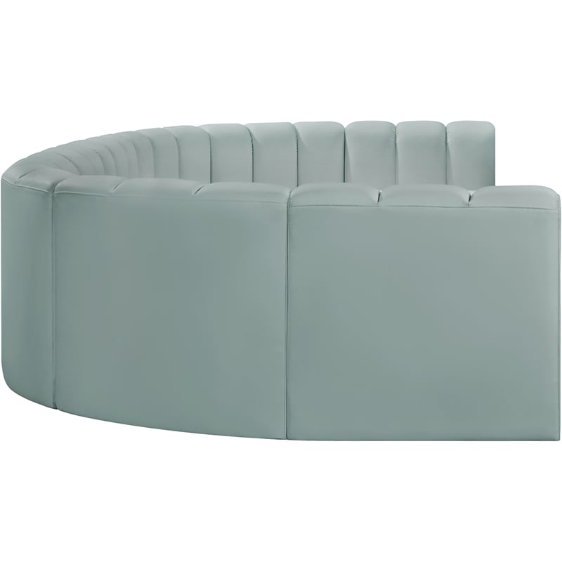 Meridian Furniture Arc Mint Green Vegan Leather Modular Sectional