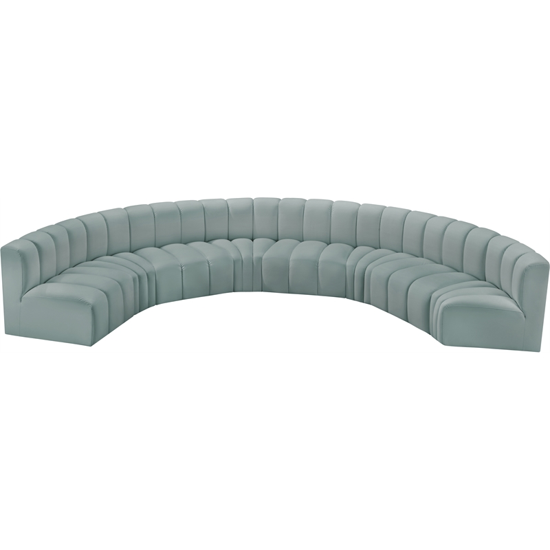 Meridian Furniture Arc Mint Green Vegan Leather Modular Sectional