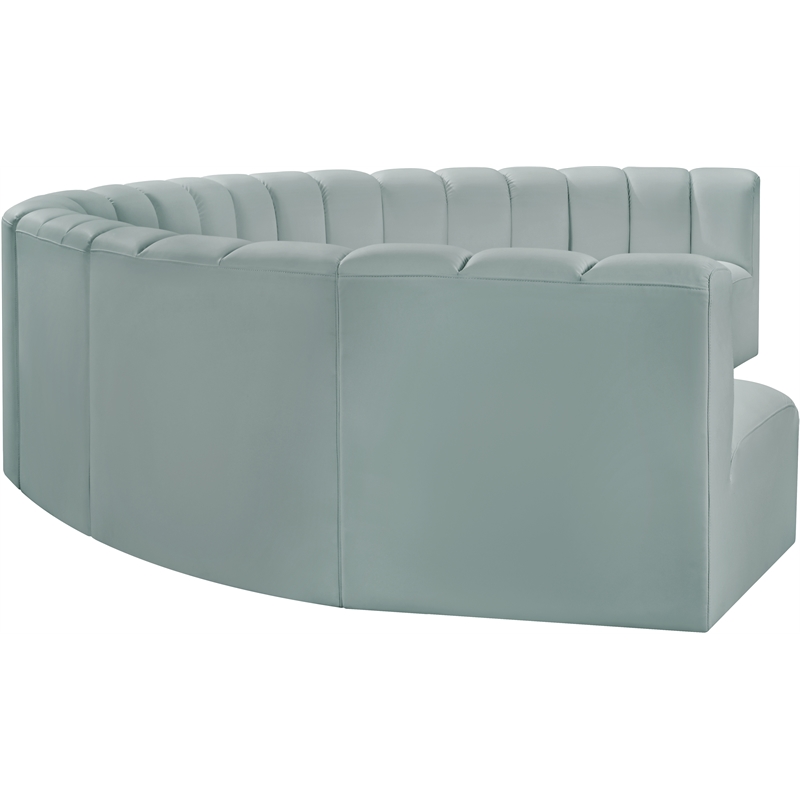 Meridian Furniture Arc Mint Green Vegan Leather Modular Sectional