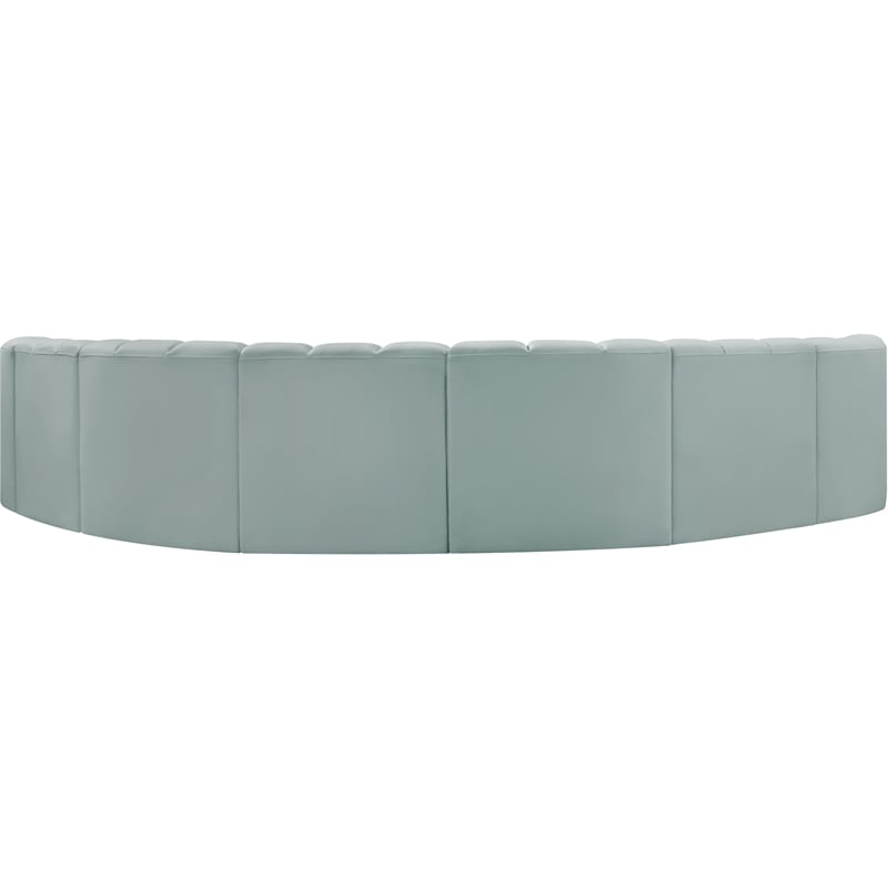 Meridian Furniture Arc Mint Green Vegan Leather Modular Sectional