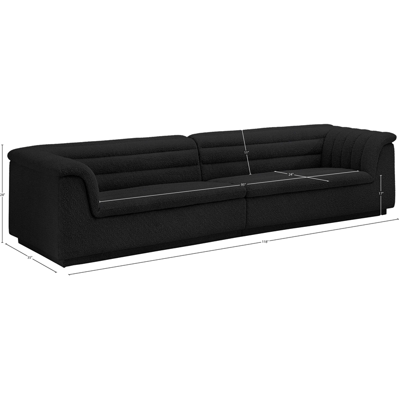 Meridian Furniture Cascade Black Boucle Fabric Modular Sofa