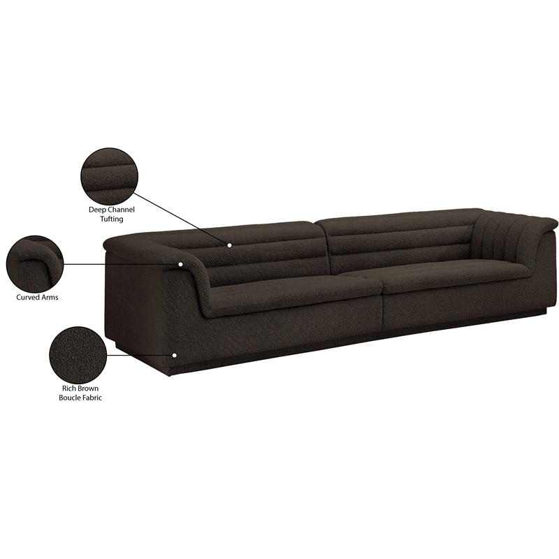 Meridian Furniture Cascade Brown Boucle Fabric Modular Sofa