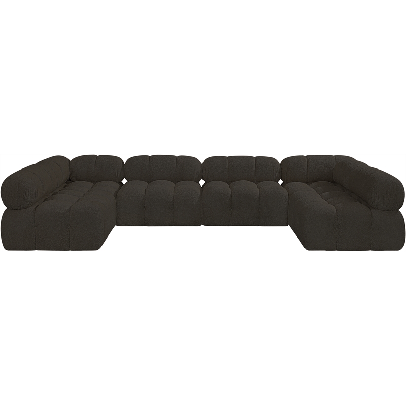 Meridian Furniture Ames Brown Boucle Fabric Modular Sectional