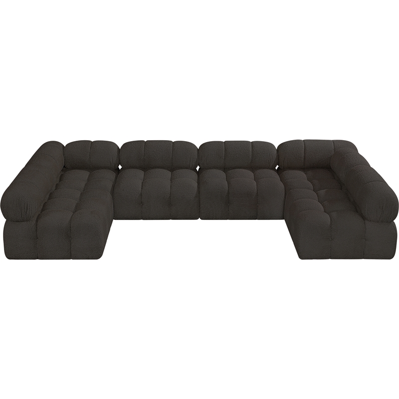 Meridian Furniture Ames Brown Boucle Fabric Modular Sectional