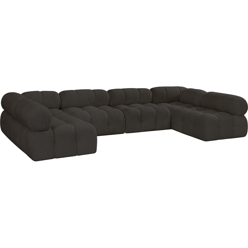 Meridian Furniture Ames Brown Boucle Fabric Modular Sectional