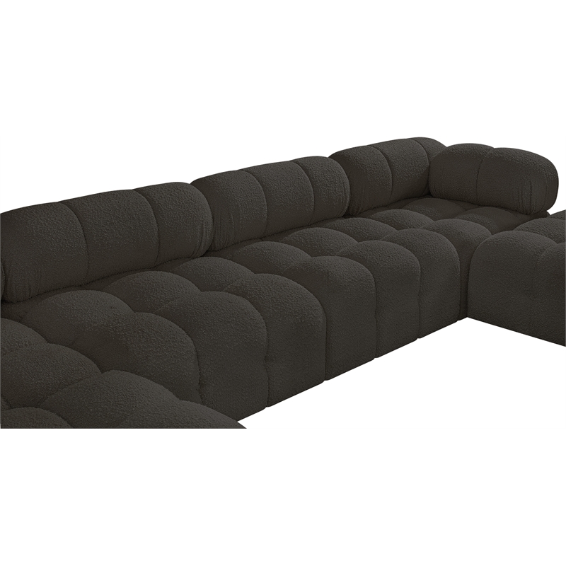 meridian furniture ames brown boucle fabric modular sectional
