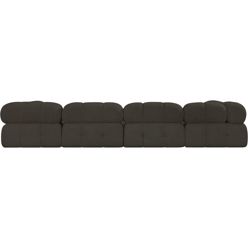 meridian furniture ames brown boucle fabric modular sectional