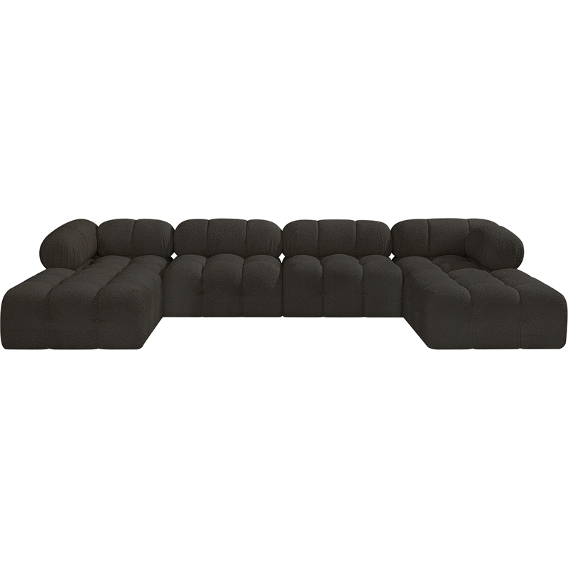 meridian furniture ames brown boucle fabric modular sectional