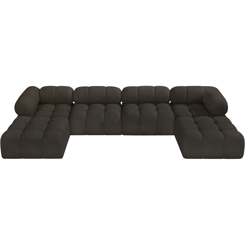 meridian furniture ames brown boucle fabric modular sectional