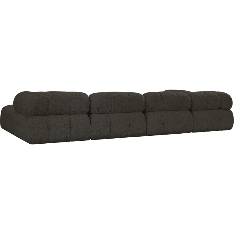 meridian furniture ames brown boucle fabric modular sectional