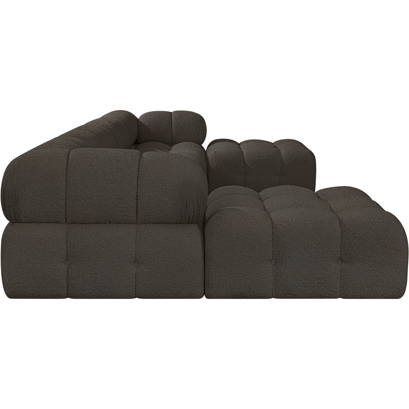 meridian furniture ames brown boucle fabric modular sectional