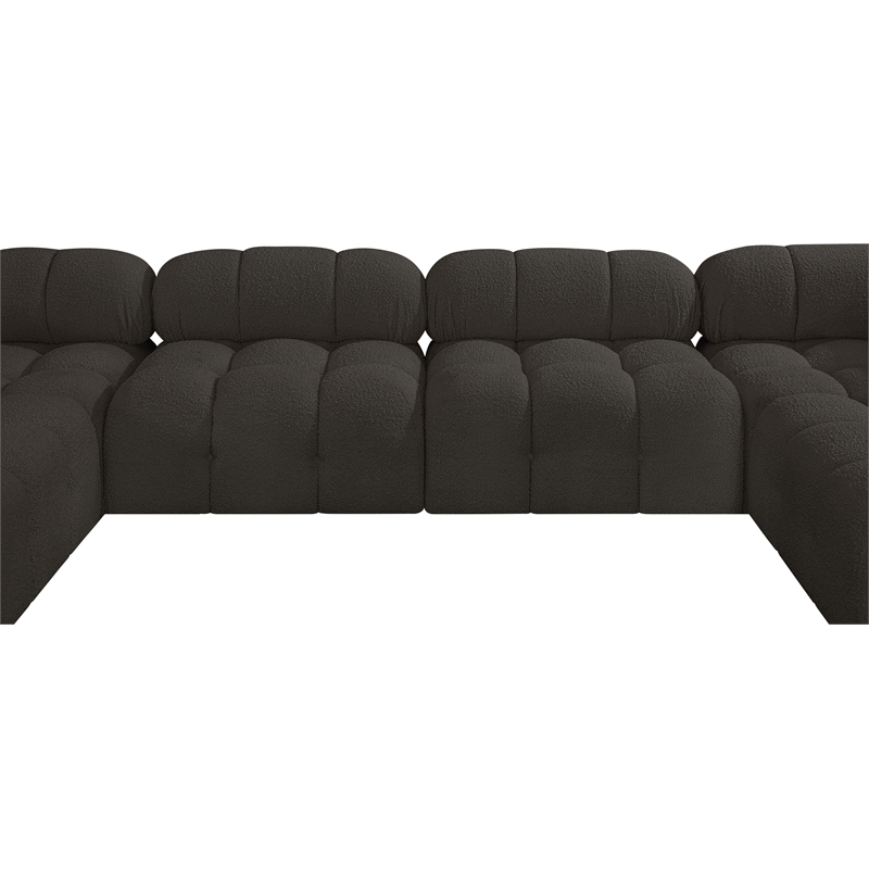 meridian furniture ames brown boucle fabric modular sectional