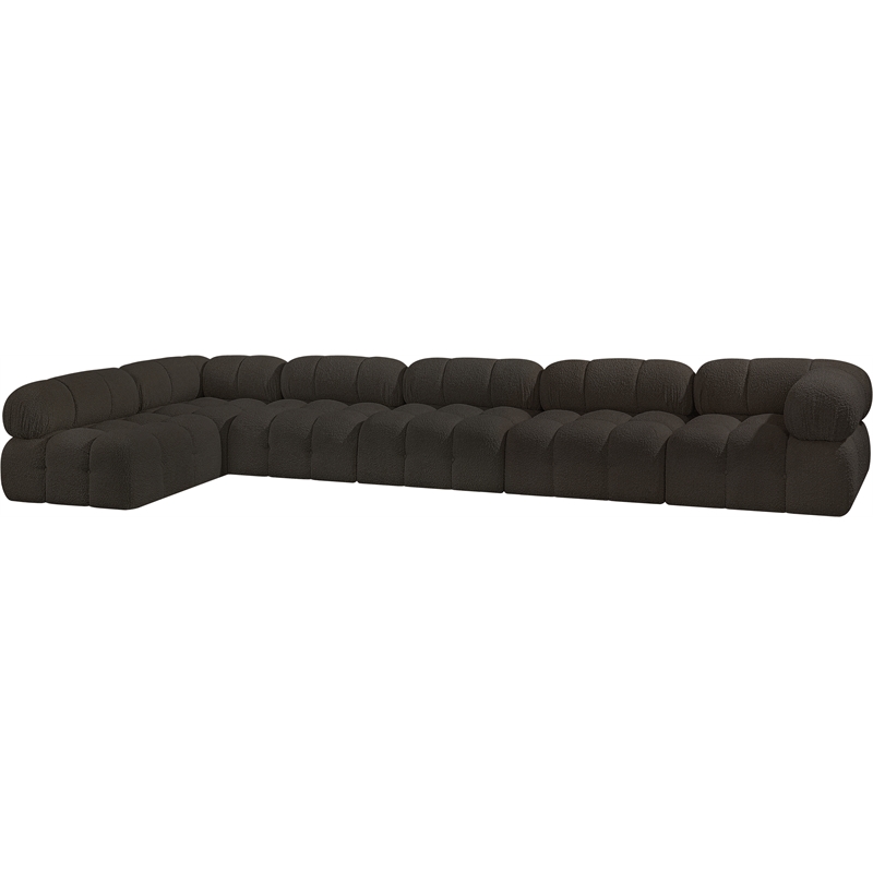 Meridian Furniture Ames Brown Boucle Fabric Modular Sectional