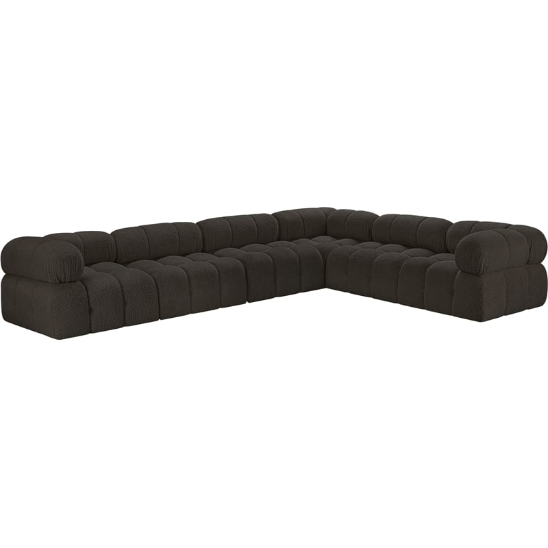 Meridian Furniture Ames Brown Boucle Fabric Modular Sectional