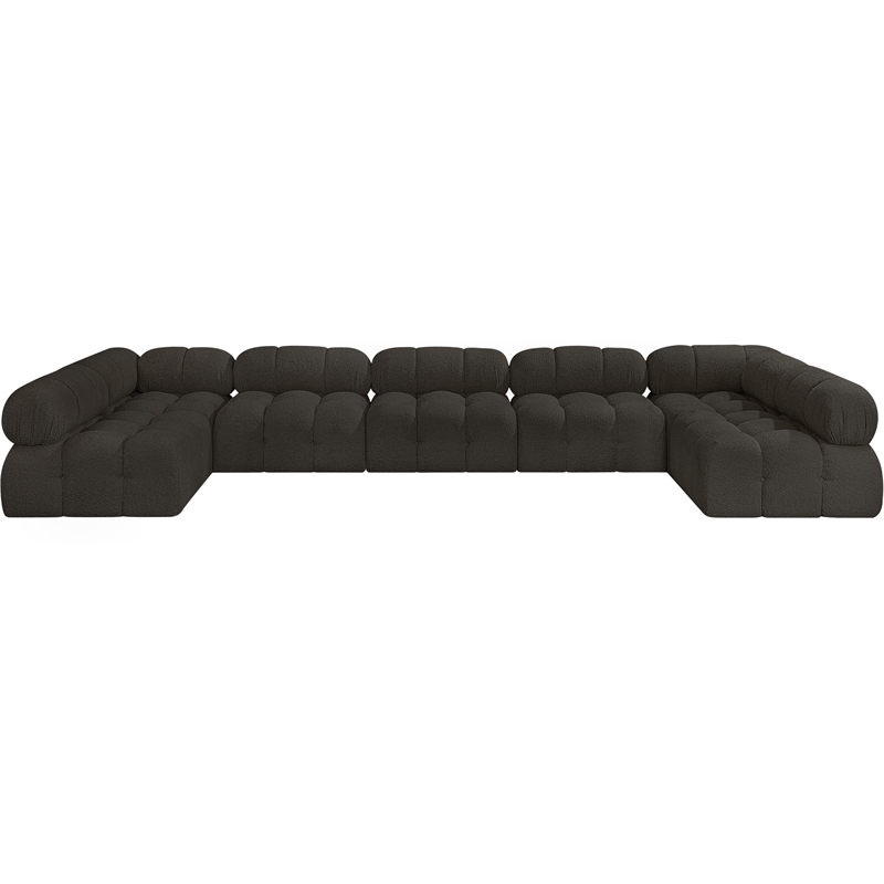 Meridian Furniture Ames Brown Boucle Fabric Modular Sectional