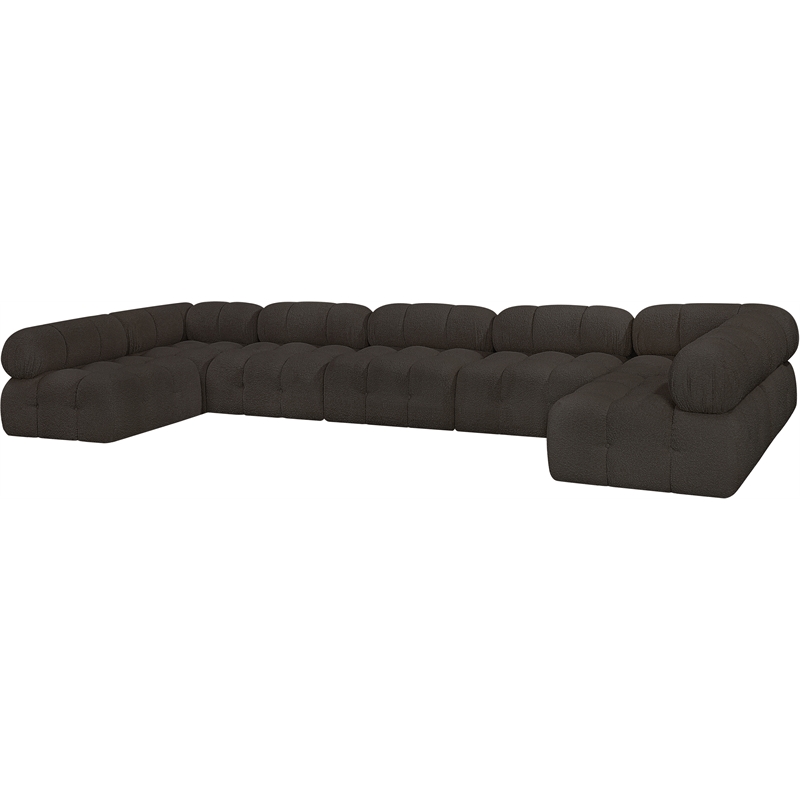 Meridian Furniture Ames Brown Boucle Fabric Modular Sectional