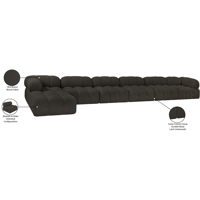 Meridian Furniture Ames Brown Boucle Fabric Modular Sectional
