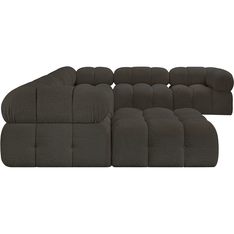 Meridian Furniture Ames Brown Boucle Fabric Modular Sectional