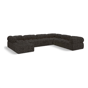Meridian Furniture Ames Brown Boucle Fabric Modular Sectional