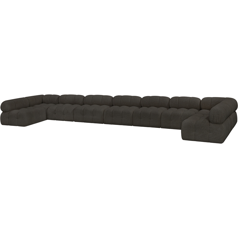 Meridian Furniture Ames Brown Boucle Fabric Modular Sectional