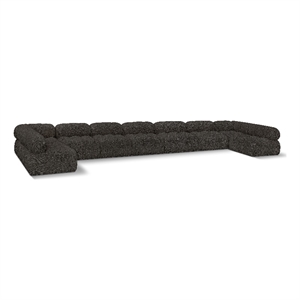 Meridian Furniture Ames Brown Boucle Fabric Modular Sectional