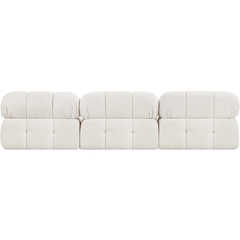 meridian furniture ames cream boucle fabric modular sofa