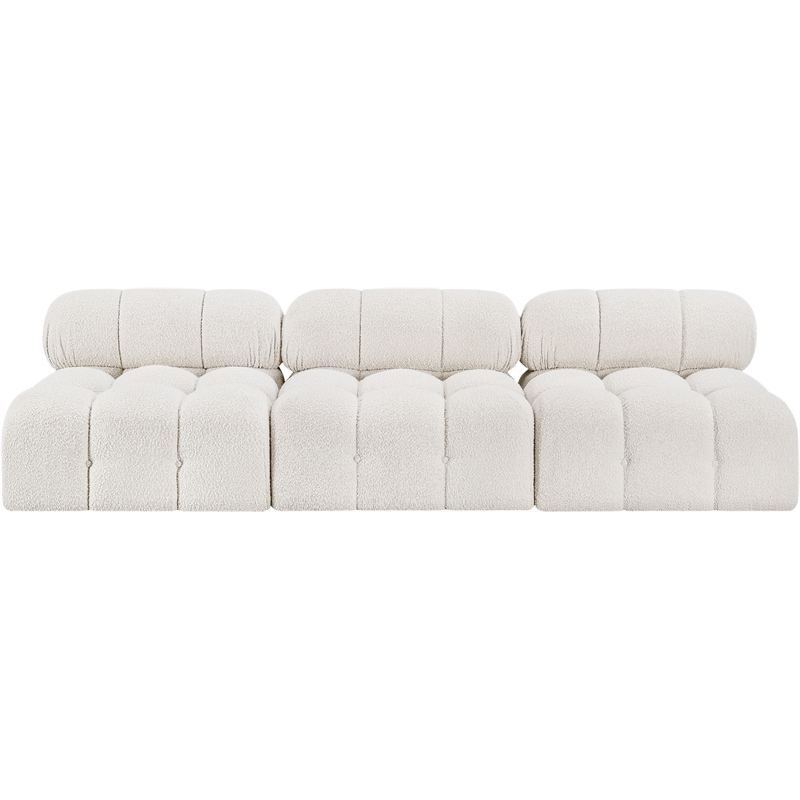 meridian furniture ames cream boucle fabric modular sofa