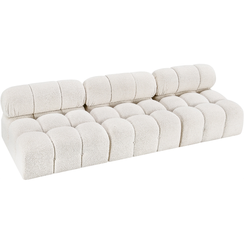 meridian furniture ames cream boucle fabric modular sofa