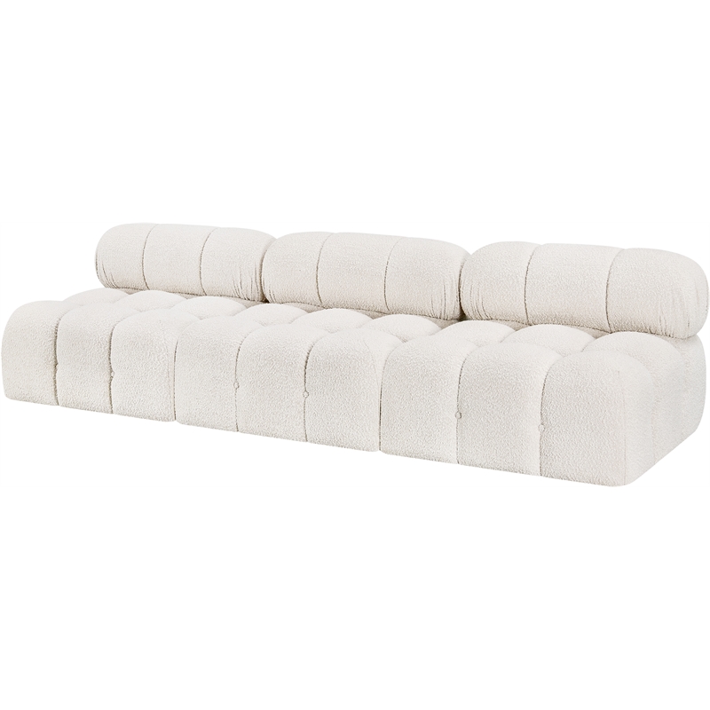 meridian furniture ames cream boucle fabric modular sofa