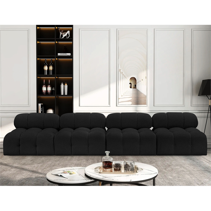 Meridian Furniture Ames Black Boucle Fabric Modular Sofa