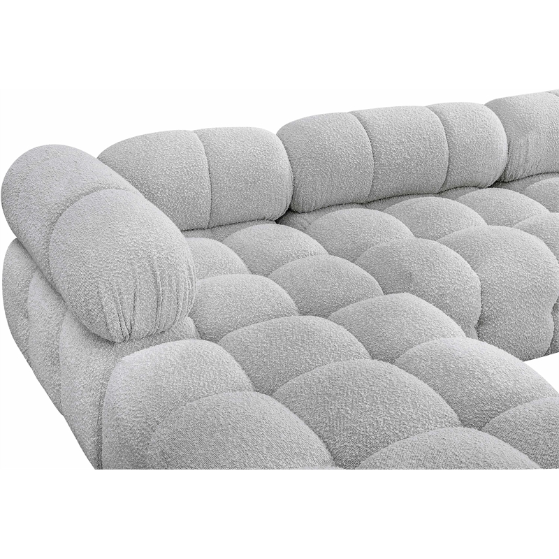 Meridian Furniture Ames Grey Boucle Fabric Modular Sectional