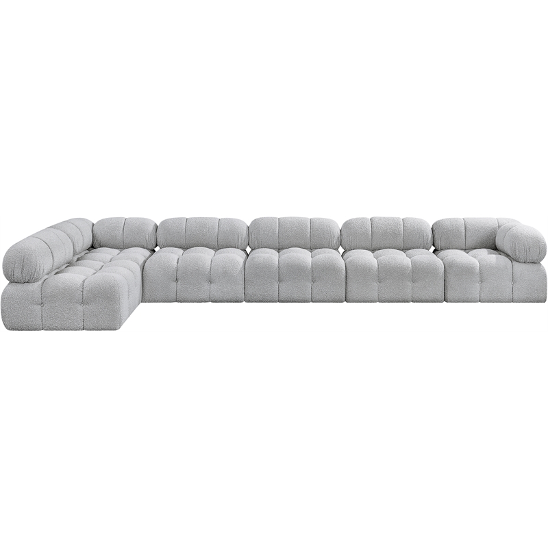 Meridian Furniture Ames Grey Boucle Fabric Modular Sectional