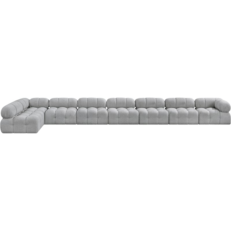 Meridian Furniture Ames Grey Boucle Fabric Modular Sectional