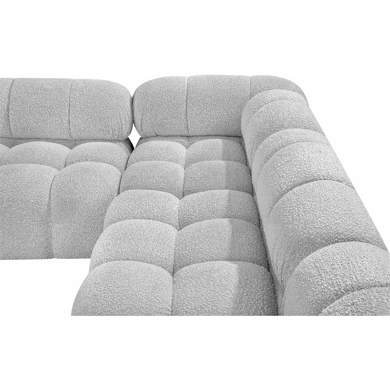 Meridian Furniture Ames Grey Boucle Fabric Modular Sectional