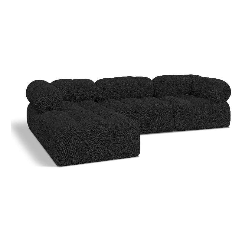 Meridian Furniture Ames Black Boucle Fabric Modular Sectional