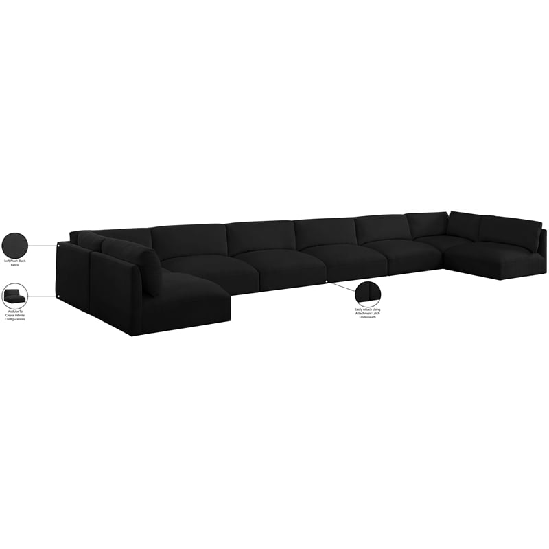 Meridian Furniture Ease Black Fabric Modular Sectional