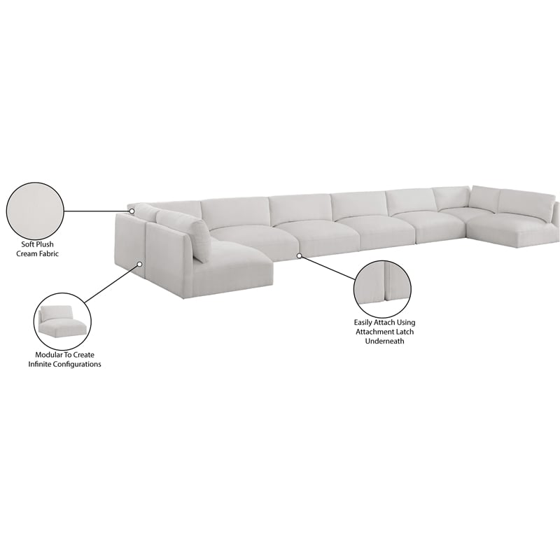 Meridian Furniture Ease Cream Fabric Modular Sectional