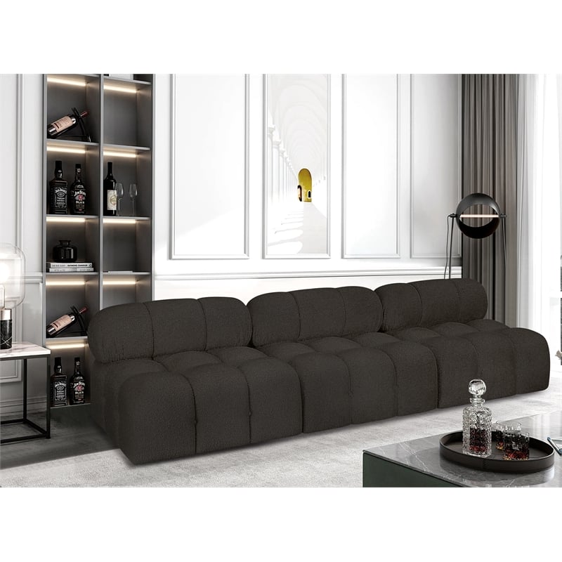 Meridian Furniture Ames Brown Boucle Fabric Modular Sofa