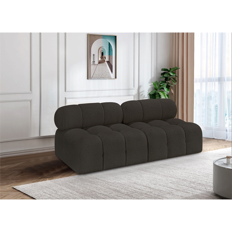 Meridian Furniture Ames Brown Boucle Fabric Modular Sofa