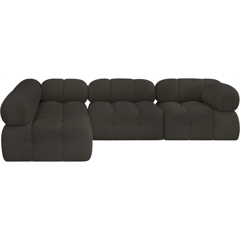Meridian Furniture Ames Brown Boucle Fabric Modular Sectional