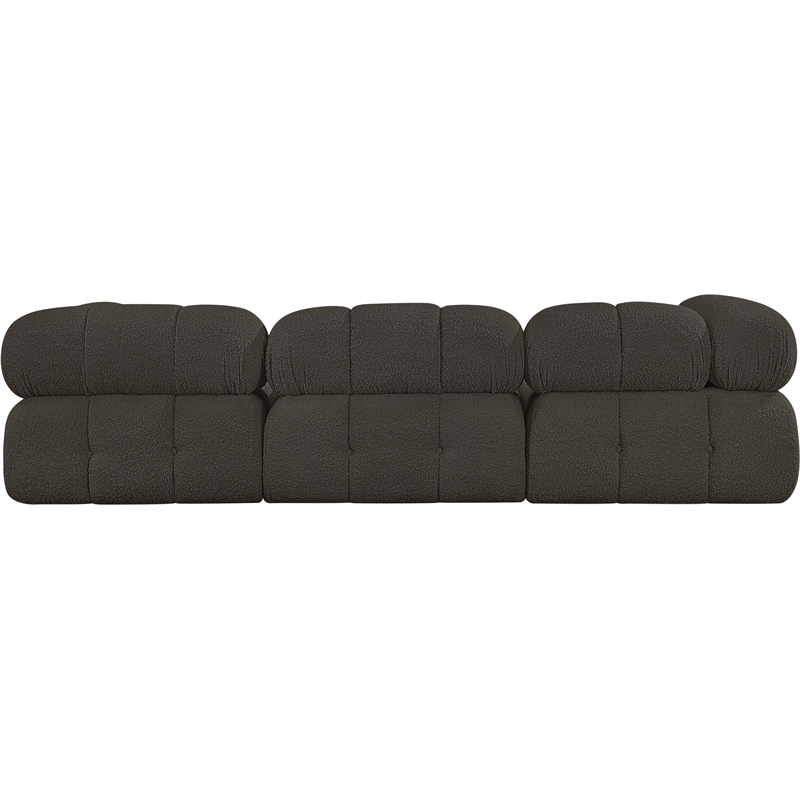 meridian furniture ames brown boucle fabric modular sectional